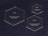 Hexagon Templates. 2", 3", 4" - Clear 1/8"