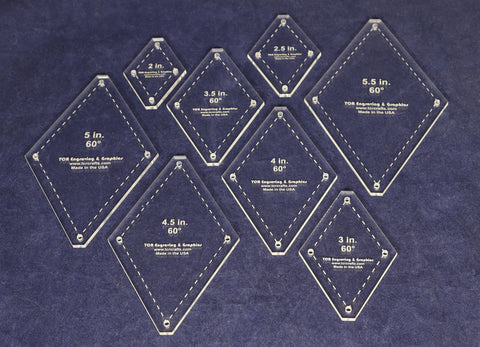Diamond Templates 8 Pc Set No Tips 2 - 5 1/2 Inches- Clear 1/8 Inch 60 Degree