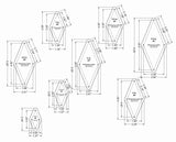 Diamond Templates 8 Pc Set No Tips 2 - 5 1/2 Inches- Clear 1/8 Inch 45 Degree