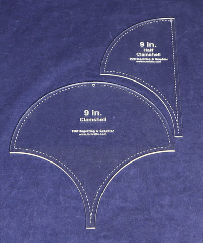 Clamshell Templates. 2 Piece Set 9 Inches -Full & Half - Clear Acrylic 1/8 Inch Thick