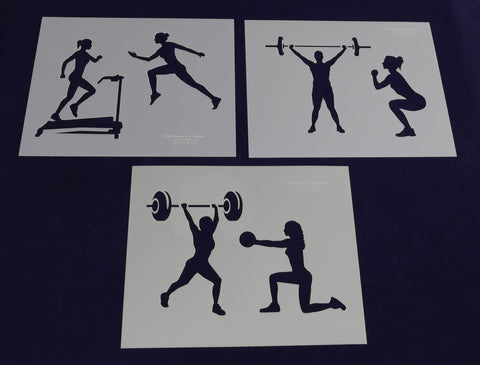 Fitness Stencils- Women-3 Piece Set -14 Mil Mylar