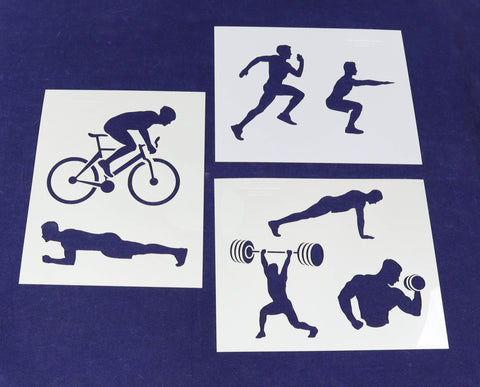 Fitness Stencils- Men-3 Piece Set -14 Mil Mylar