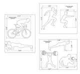 Fitness Stencils- Men-3 Piece Set -14 Mil Mylar