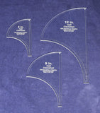 Half Clamshell Template 3 Piece Set 6,9,12 Inches - Clear Acrylic 1/8 Inch Thick