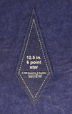 Star Template -Makes 12.5 Inch 6 Point Star- Clear 1/8-Inch-Thick w/ seam allowance