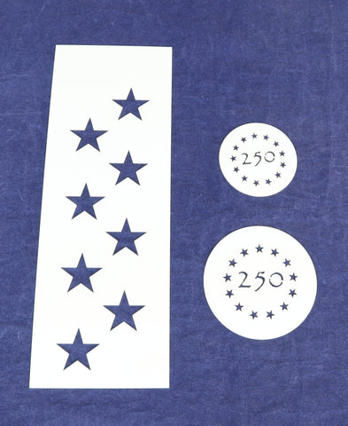250 US Anniversary Stencil Decorating Set- Mylar 3 Pieces