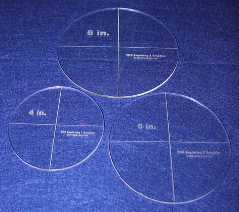 Circle Template 3 Piece Set. 4, 5, 6 Inches - Clear 1/8 Inch Thick
