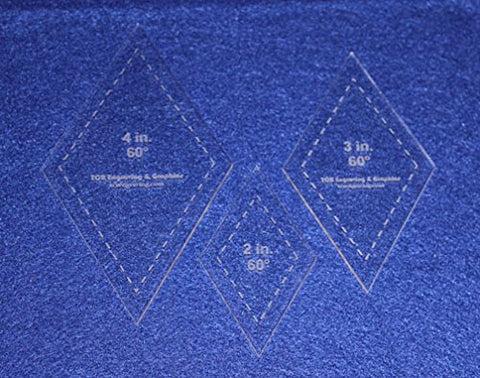 Diamond Templates. 2, 3, 4 Inches - Clear 60 Degree 1/8 Inch Thick