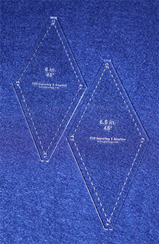 Diamond Templates 2 Pc Set No Tips 6 and 6.5 Inches- Clear 1/8 Inches 45 Degree