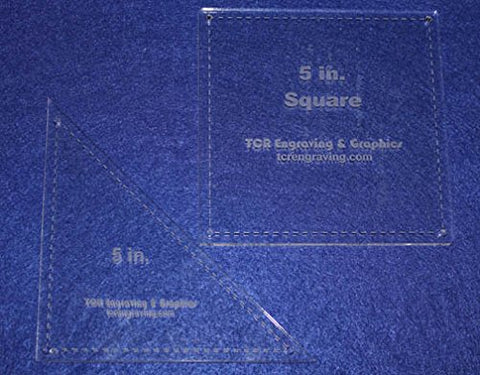 Square & Triangle Template Set 5 Inch- Clear Acrylic 1/4 Inch Thick