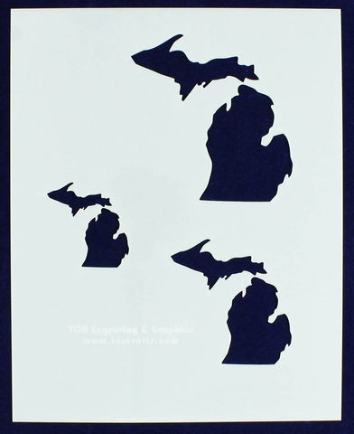 State of Michigan 8x10 Stencil (2, 3, 4 Inches) 14 Mil Mylar - Painting /Crafts/ Templates