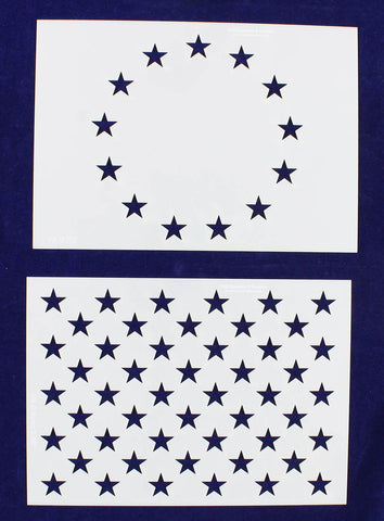 13 & 50 Star Field Stencils-2 Piece Set 14 Mil-G-Spec -9.88 Inches Long - Painting /Crafts/ Templates