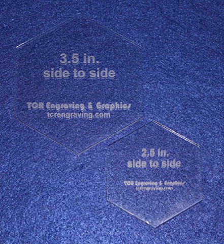 2 Pc Side to Side Measured Hexagon Set -2.5 and 3.5 Inches- Clear Acrylic 1/8 inch thick