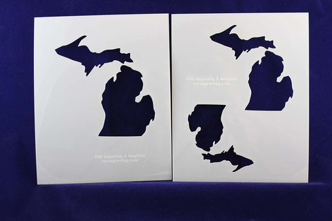 State of Michigan 2 Piece Stencil Set-Mylar 14 Mil 4, 5, 6 Inch Images