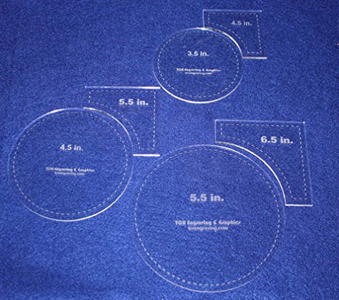Circle Within Square Half Sizes Set 3.5", 4.5", 5.5" Circles - 4.5", 5.5", 6.5" Quarter Squares 1/8"