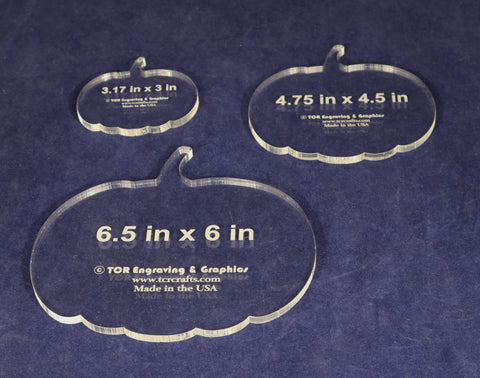 3 Piece Pumpkin Quilting Template Set 1/4 Inch Thick - Acrylic - Long Arm / Hand