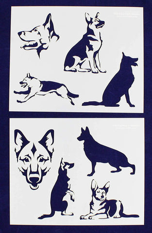 German Shepard Dog Stencils-Mylar 2 Pieces of 14 Mil 8 X 10 Inches