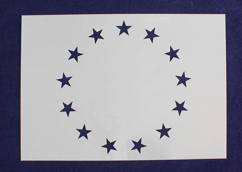 13 Star Betsy Ross Revolutionary Field Stencil - 10.5 x 14.8 Inches