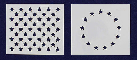 2 Pc- 3.5" x 4" -13 Star Revolutionary War & 50 Star Fields. Stencils