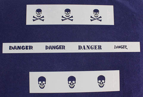 Skulls and Danger 3 Piece Border Stencil Set