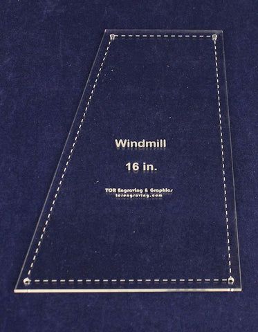 Windmill Quilting Template- for 16" Square Clear 1/8"