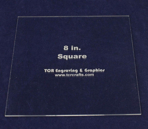 Square Template 8 Inch- Actual Size -No Seam - Clear 1/8 Inch