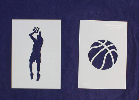 Basketball Stencils 2 Piece Set 5 x 7 Inches