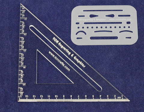 Laser Cut Drafting Square & Eraser Shield - 1/8" Acrylic & 14 Mil Mylar