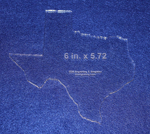 State of Texas Template 6 X 5.72 Inches - Clear 1/4 Inch Thick Acrylic